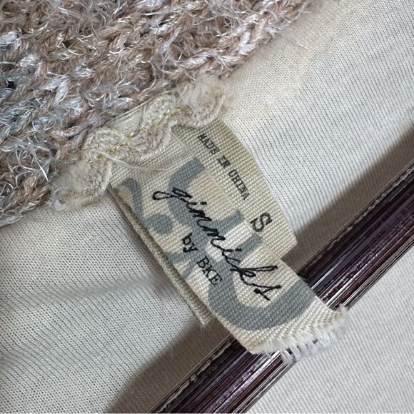 Gimmicks‎ by BKE Eyelash Yarn Lace Trim Cardigan Sweater Tan Multi Small - Picture 13 of 16